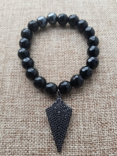 Black Onyx Arrow head ( Black out ) bracelet