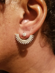 Silver Half Star ear cuff earrings