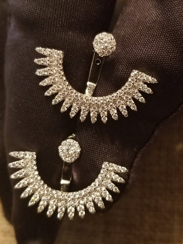 Silver Half Star ear cuff earrings