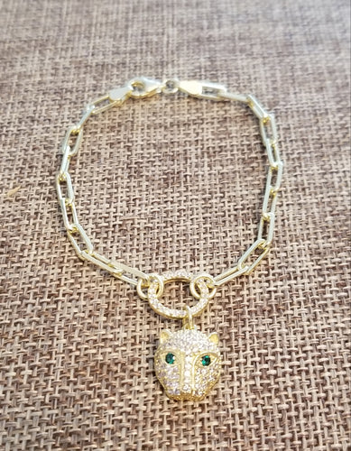 Panther on Paperclip Bracelet