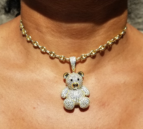 Teddy Luxe Bear Choker ( Gold )