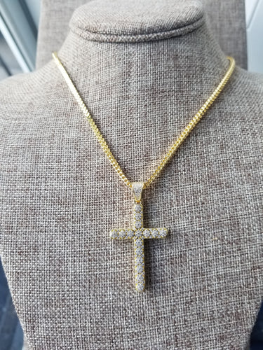 Ornate Gold plated Silver cross & Chain
