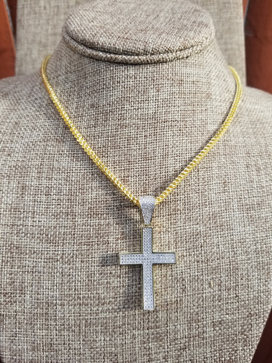 Gold plated arched Cross and Chain
