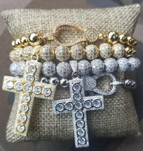 Load image into Gallery viewer, Gold over Silver cross Bracelet