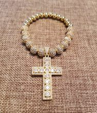 Load image into Gallery viewer, Gold over Silver cross Bracelet