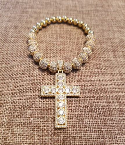Gold over Silver cross Bracelet