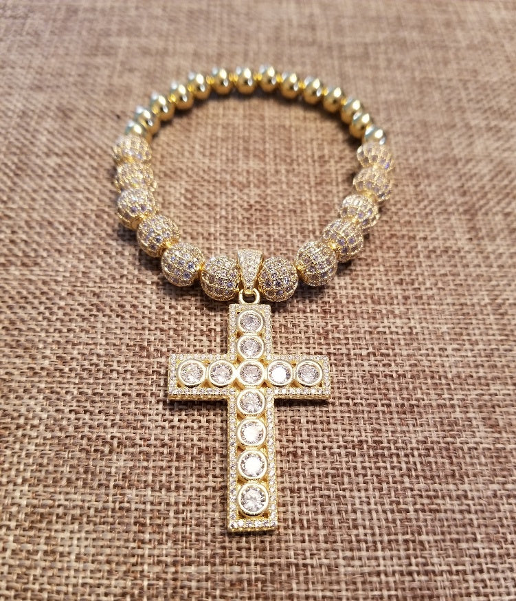 Gold over Silver cross Bracelet
